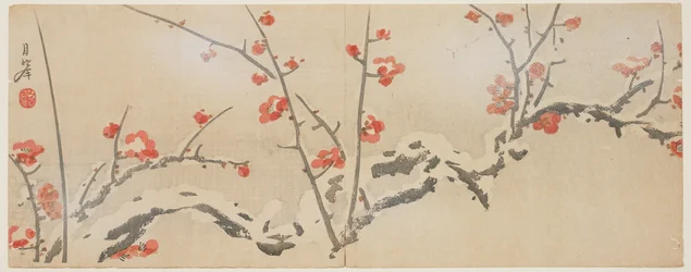 Pruniers en fleurs dans la neige, vers 1818-29